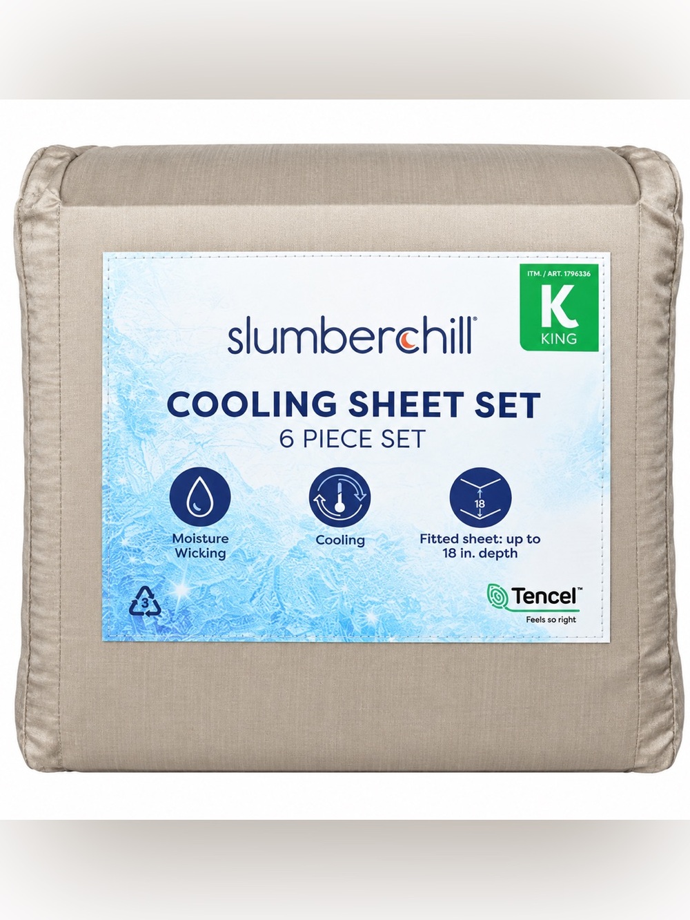 Slumberchill King Cooling Sheet Set 6PC Beige TENCEL Lyocell New